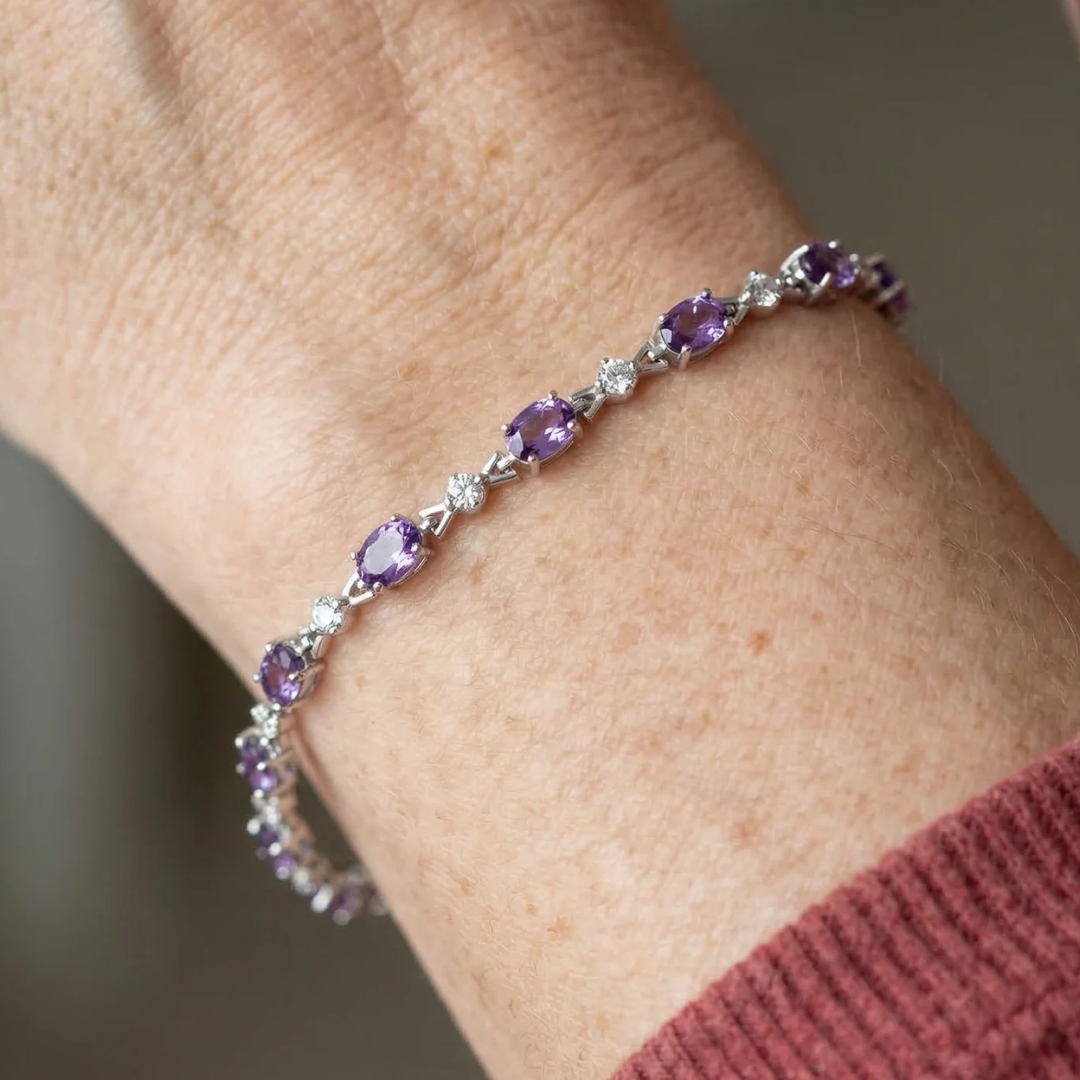 Pulsera Amatista Starlight | Oro blanco