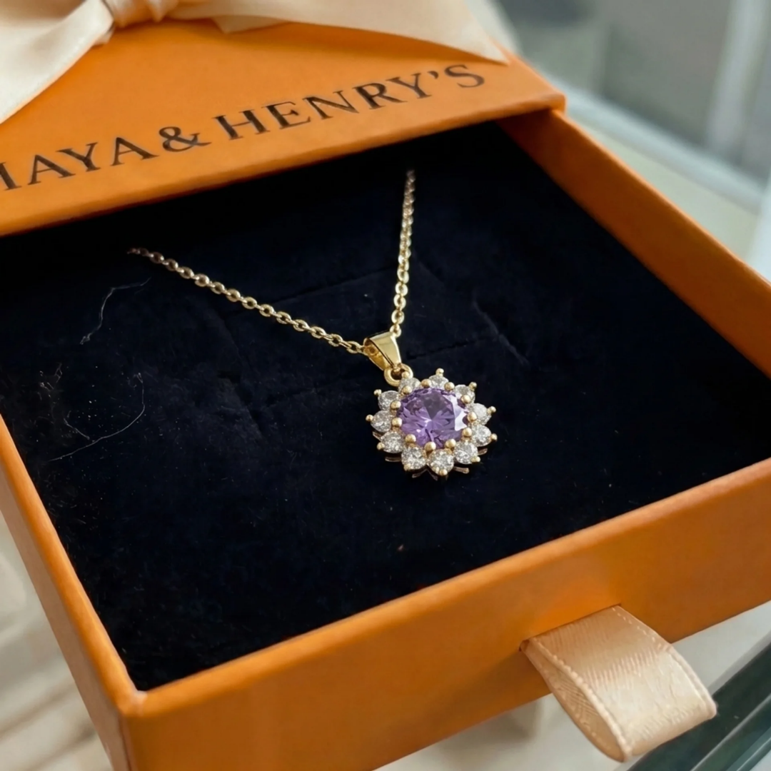 Collar Amatista Sunflower | Oro
