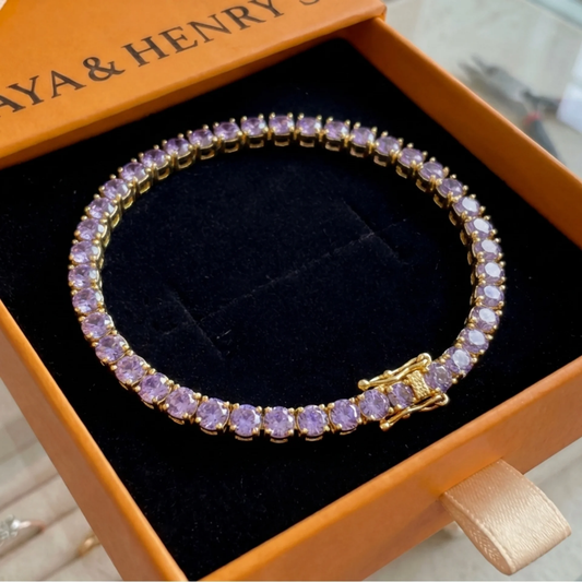 Pulsera Tennis Amatista | Oro