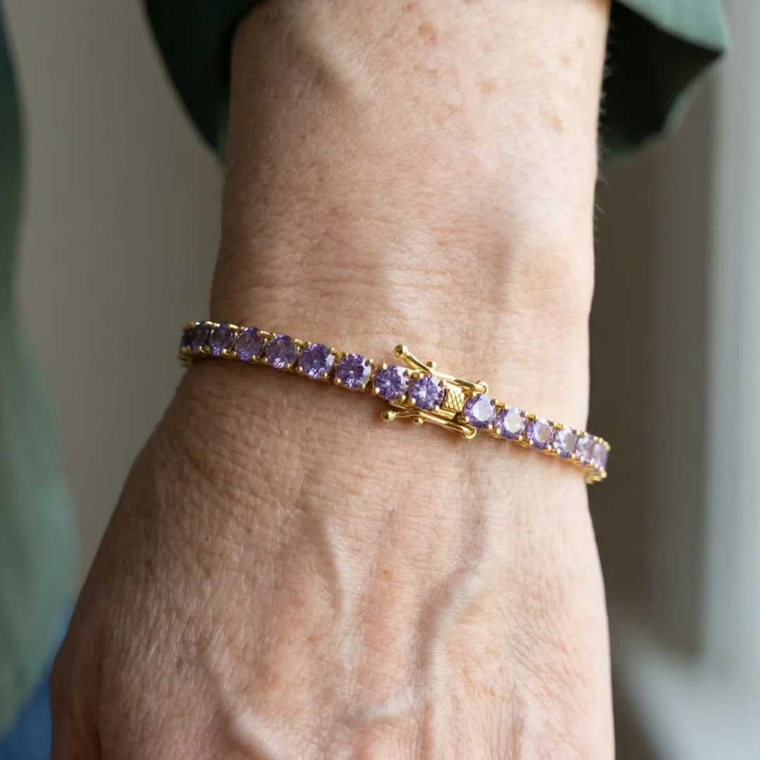 Pulsera Tennis Amatista | Oro blanco