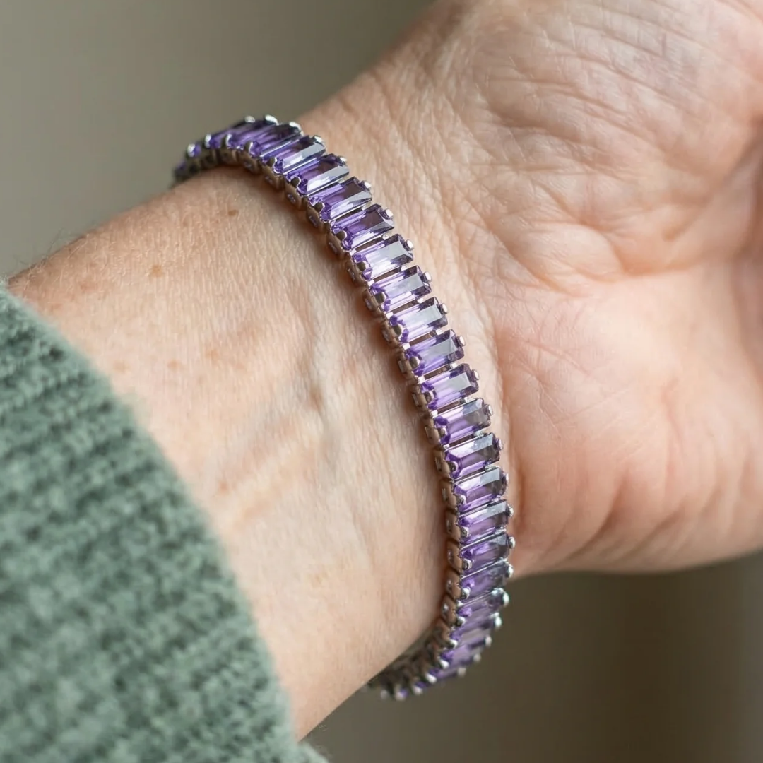Pulsera Tennis Amatista Vertéa | Oro blanco