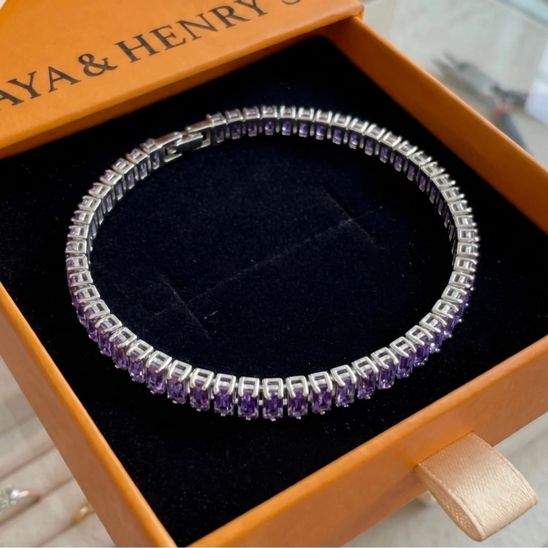 Pulsera Tennis Amatista Vertéa | Oro blanco
