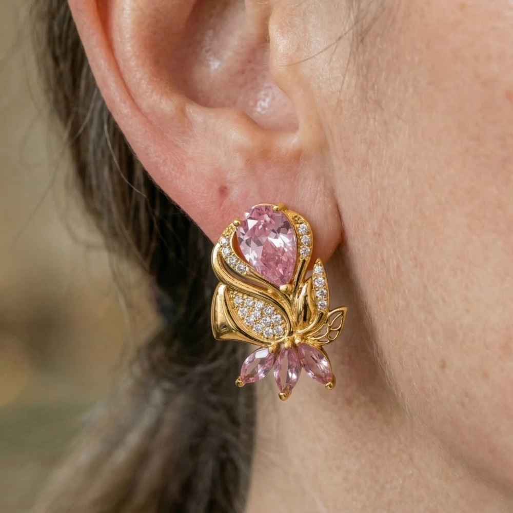 Aretes Amorette Rosepetal | Oro rosa