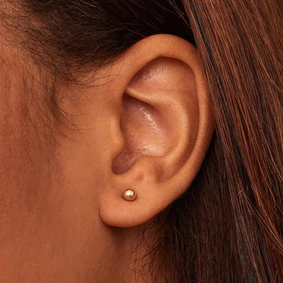 Aretes de Botón de Esfera | Oro