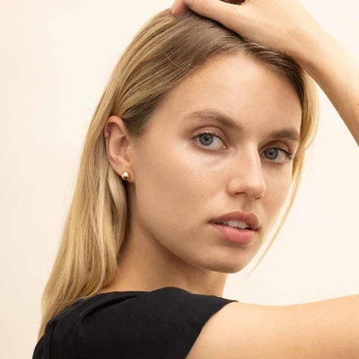 Aretes de Botón de Esfera | Oro blanco