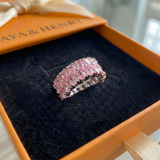 Anillo de Eternidad Rosa Pálido Cascade | Oro blanco