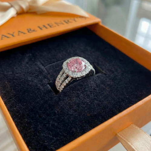 Anillo Halo Rosa Pálido Empress | Oro blanco