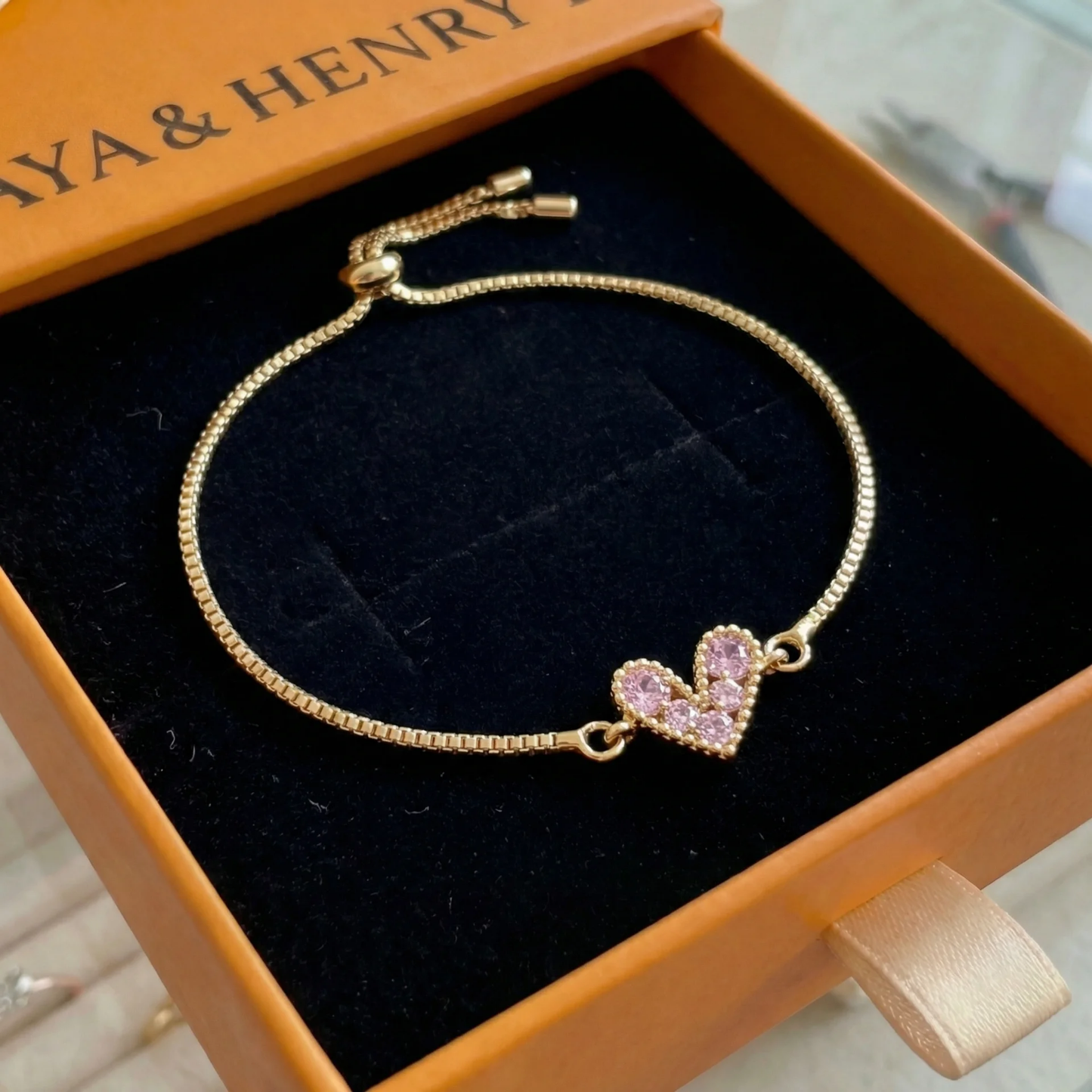 Pulsera Rosa Pálido Love | Oro