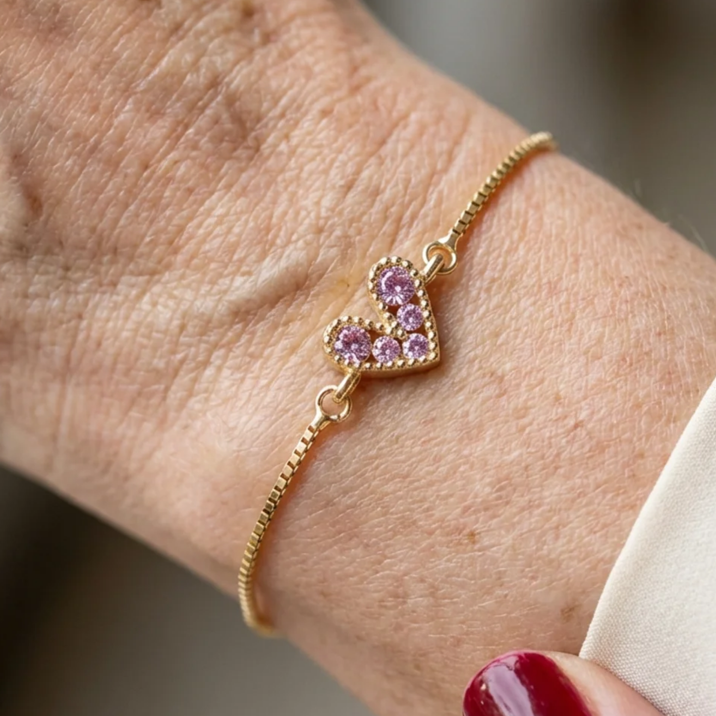 Pulsera Rosa Pálido Love | Oro