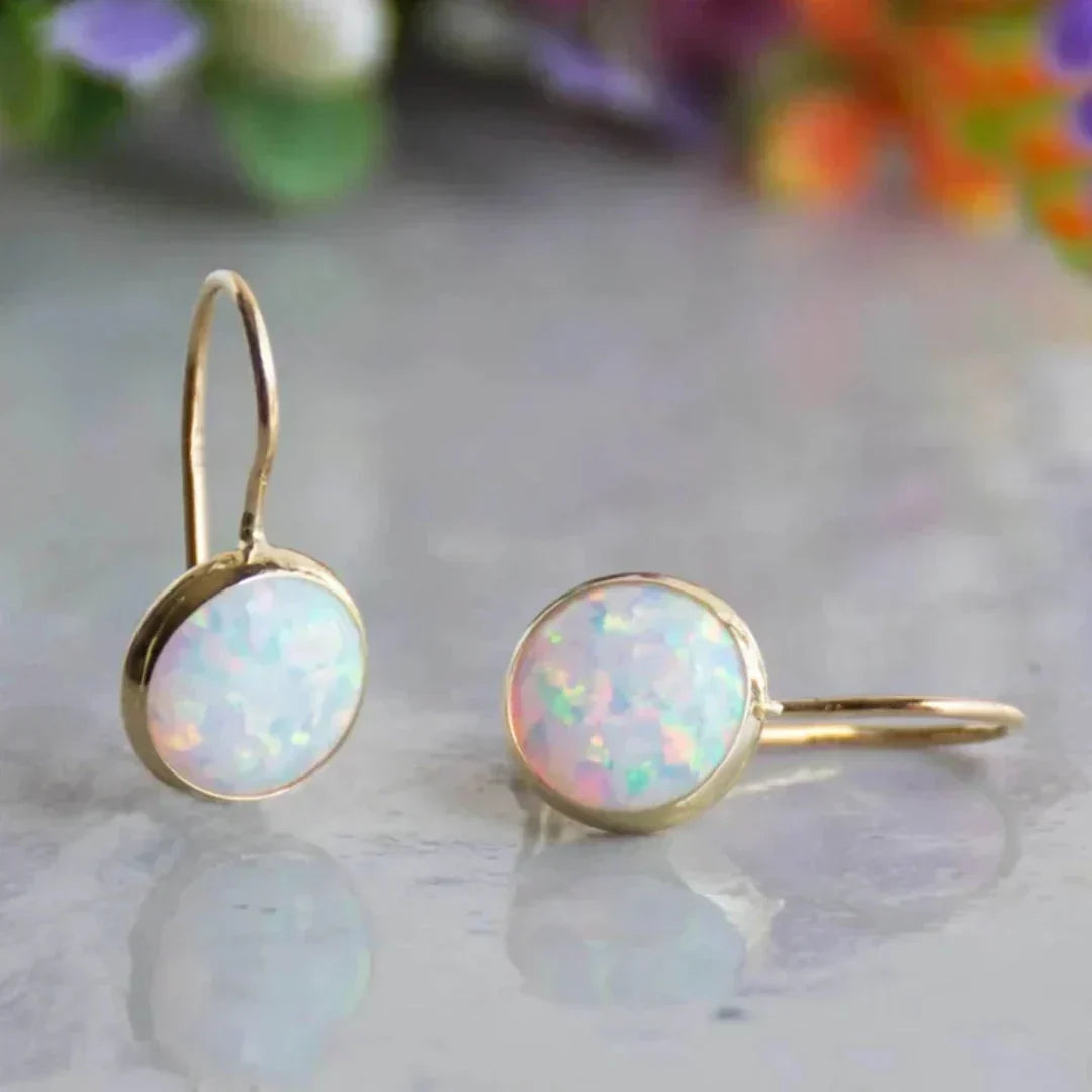 Aretes Antiguos de Ópalo Brillo | Oro
