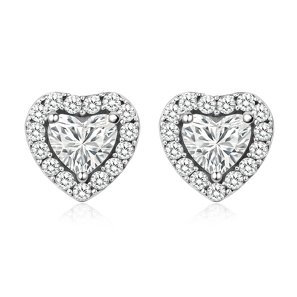Aretes de Corazón Luna | Oro blanco