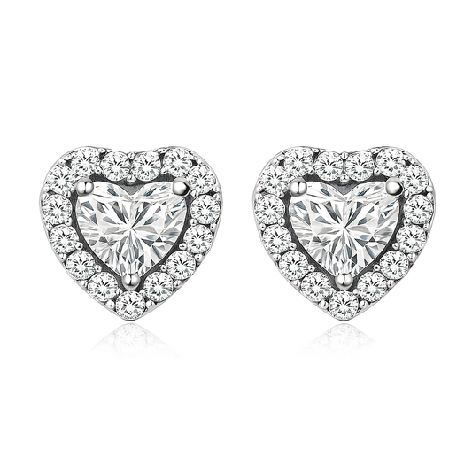 Aretes de Corazón Luna | Oro blanco