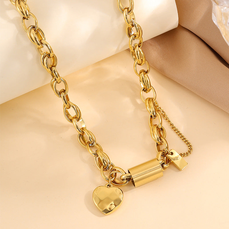 Collar Grueso con Corazón | Oro