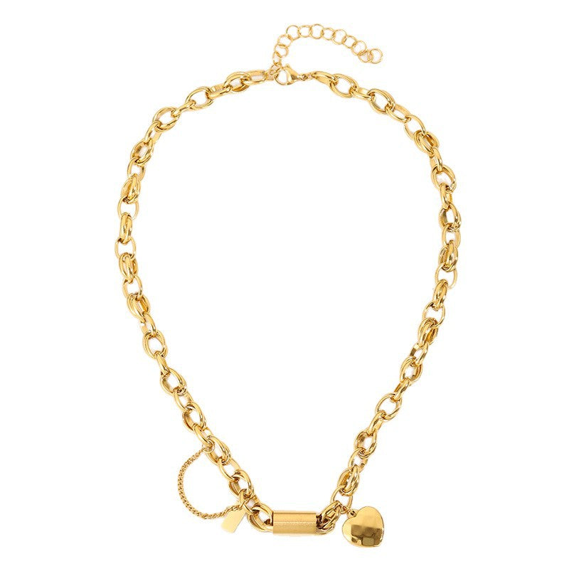 Collar Grueso con Corazón | Oro