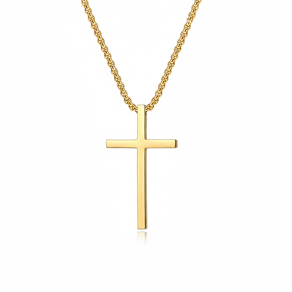 Collar de Cruz con Bisel | Oro