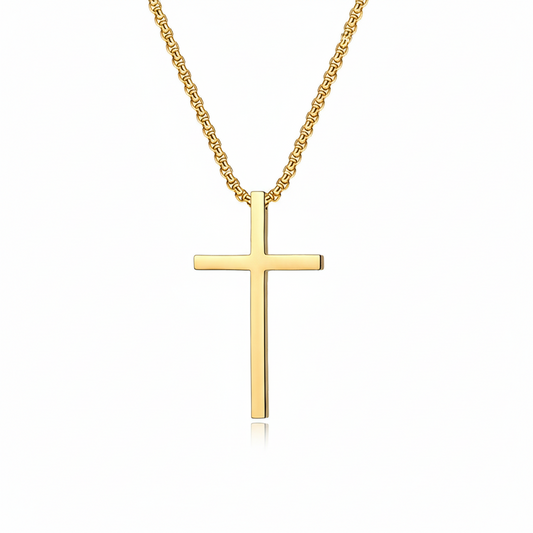 Collar de Cruz con Bisel | Oro