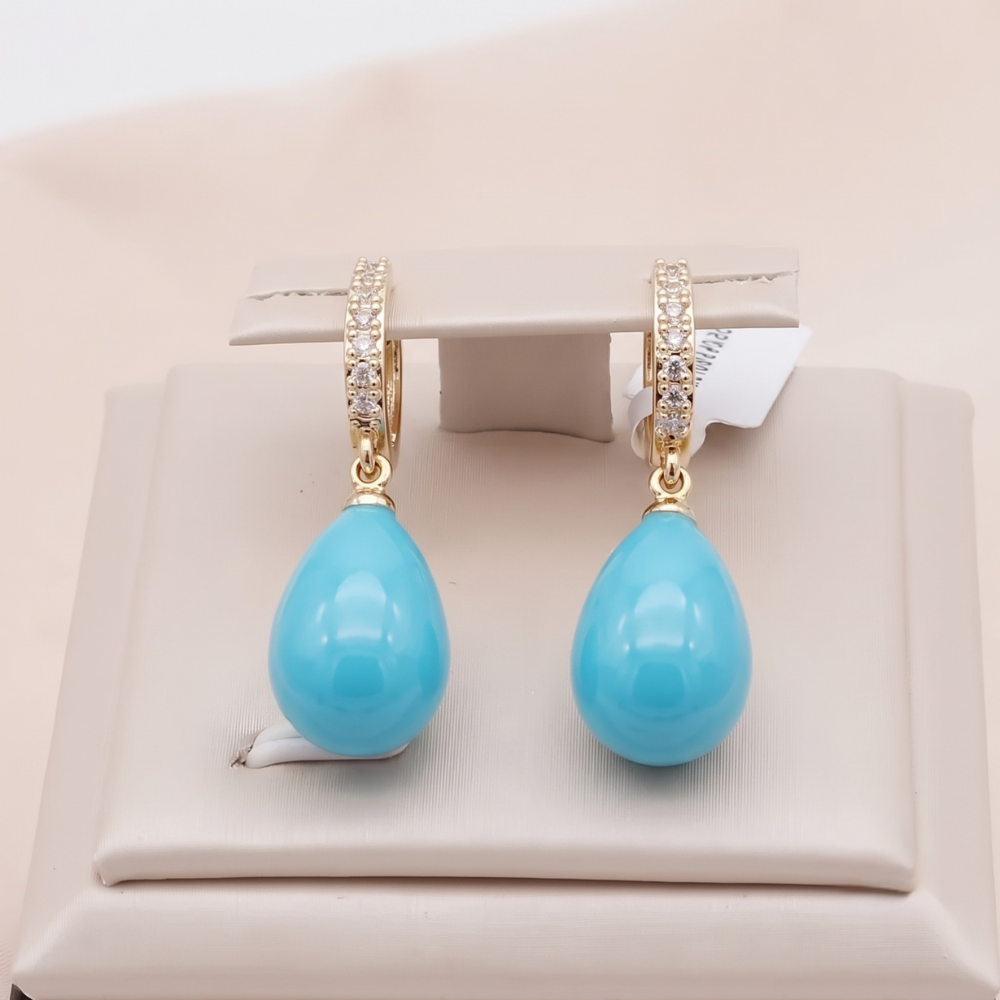Aretes Azul Ocean Dew | Oro