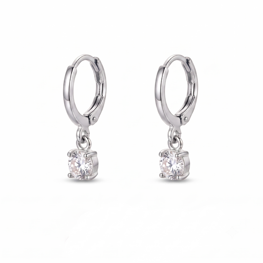 Aretes de Aro con Piedra Larmes de Lune | Oro blanco