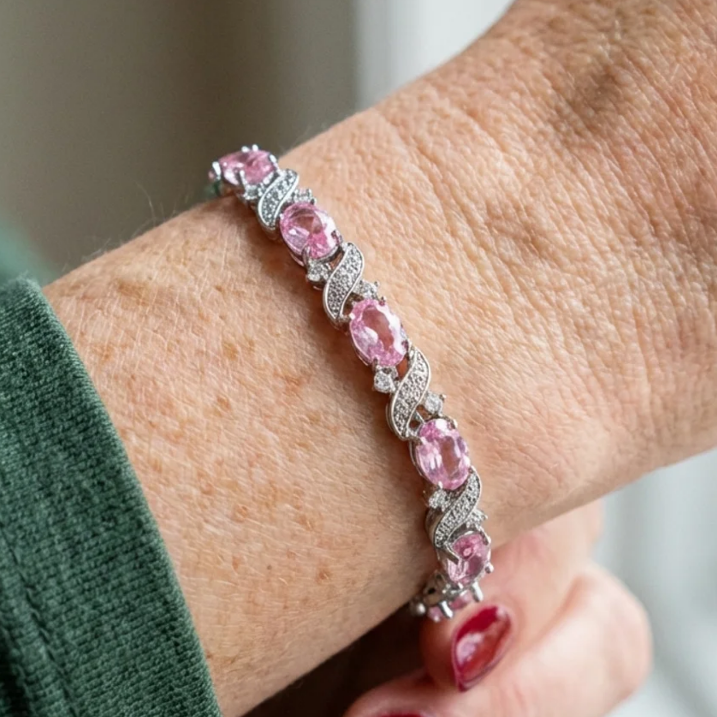 Pulsera Giada Rosalyth | Oro blanco