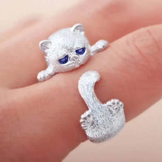 Anillo Ajustable Kitten | Oro blanco