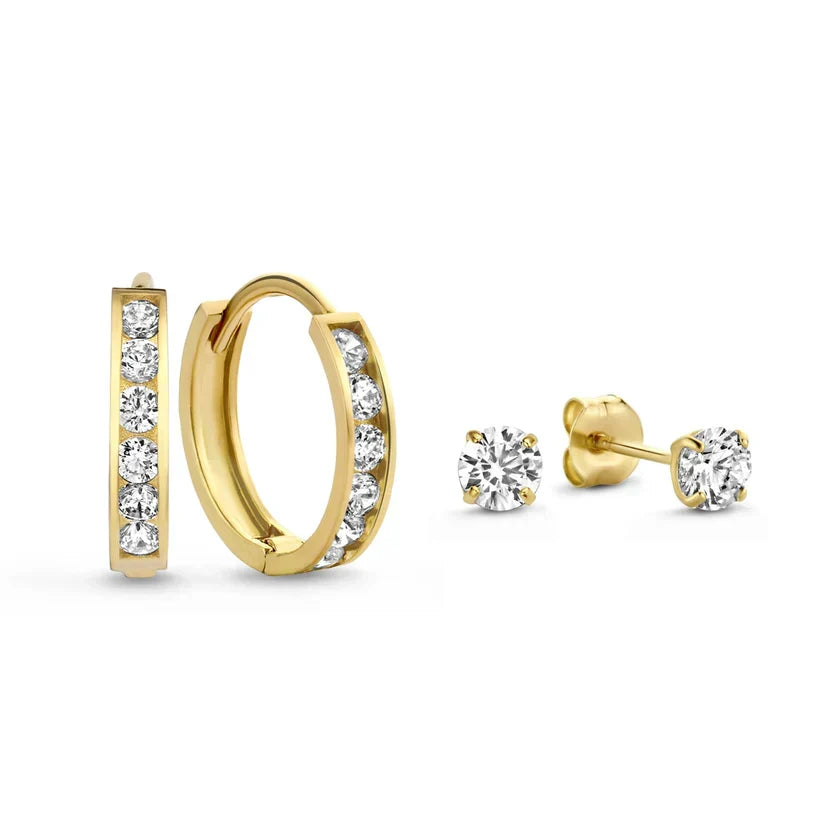 Set de Aretes con Piedra Dara Brillane | Oro blanco