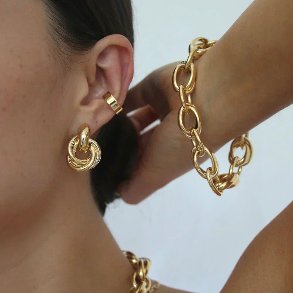 Aretes Llamativos Entrelazados | Oro