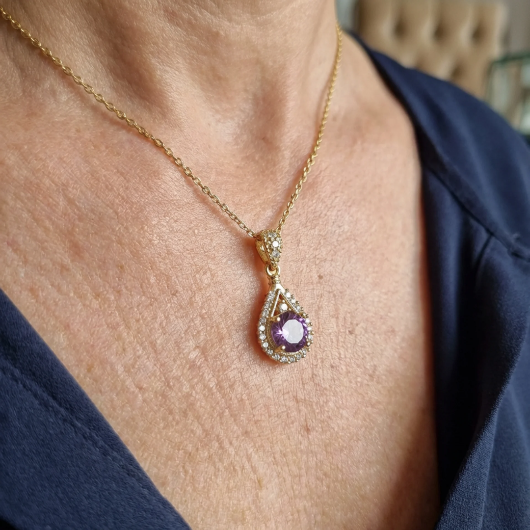 Collar con Colgante Halo Lavena | Oro