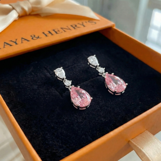 Aretes Colgantes Mireya Blushflare | Oro blanco