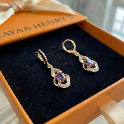 Aretes de Lágrima Amatista Moonlit | Oro rosa