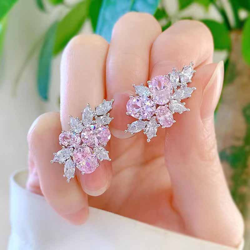 Aretes Lyra Blushbloom | Oro blanco
