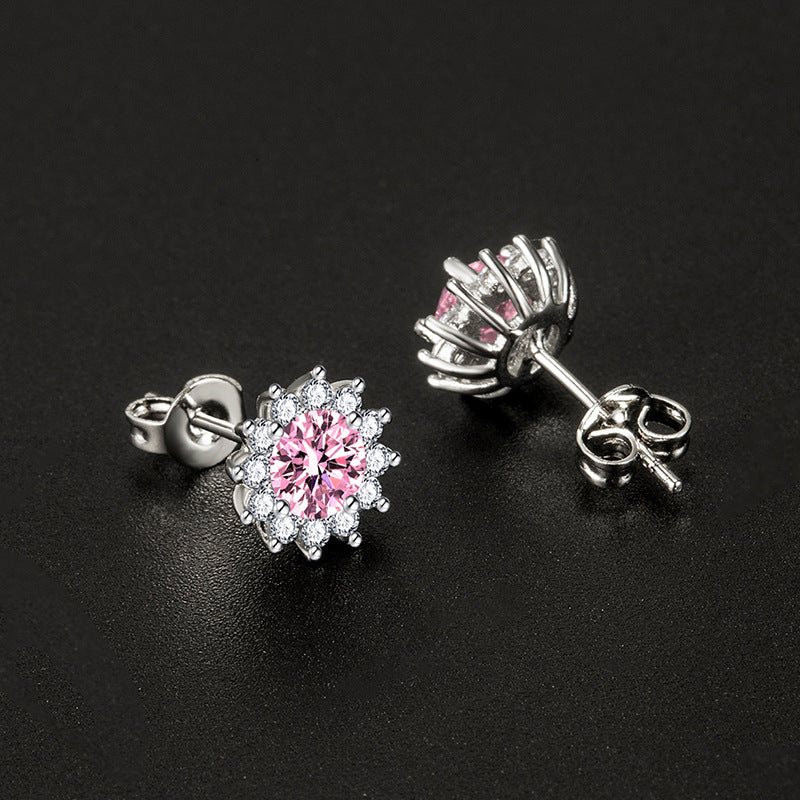 Aretes Iluminado por el Sol Rosa Muse | Oro blanco