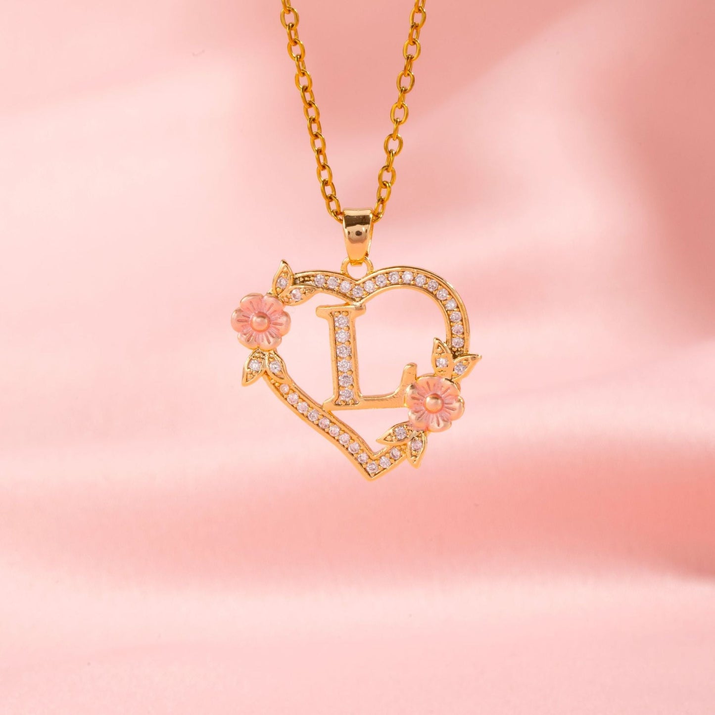 Collar con Inicial y Dije Floral | Oro