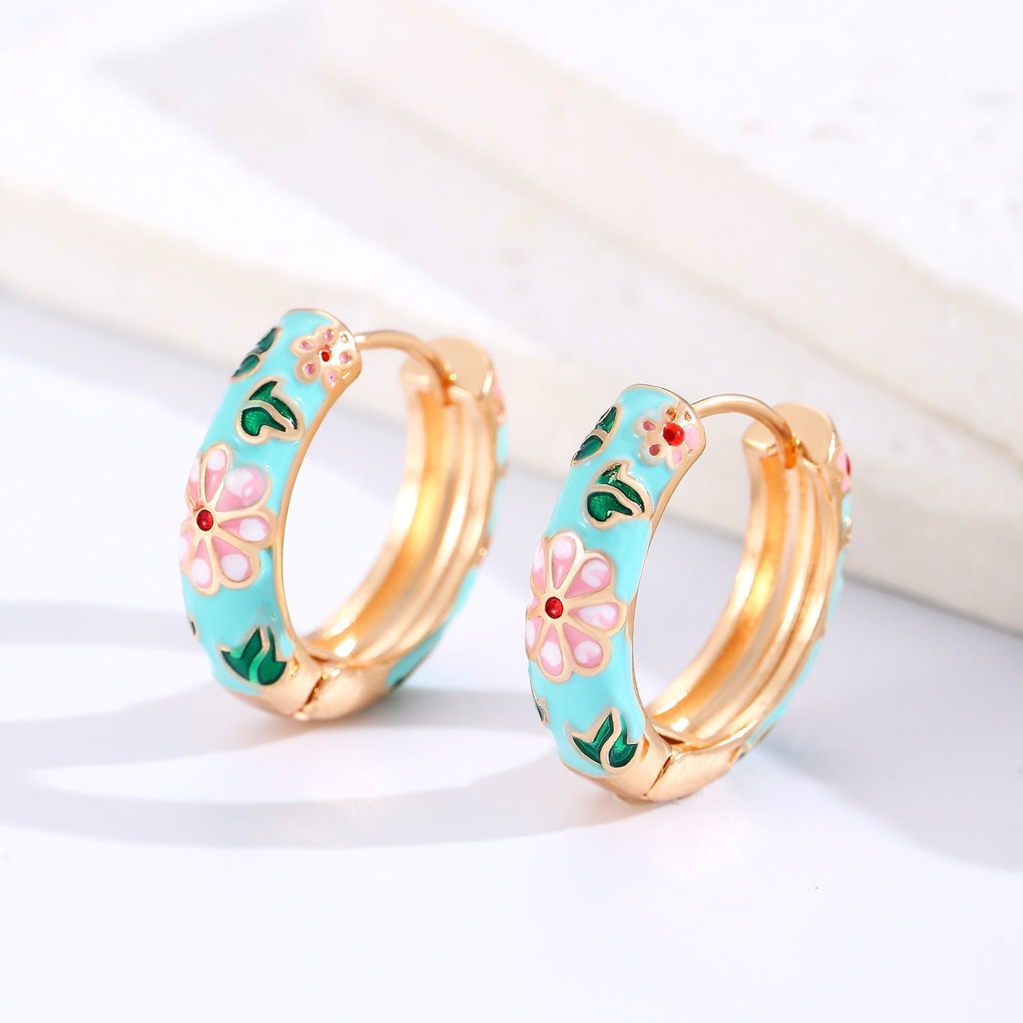 Aretes de Aro Floral Colorful | Oro