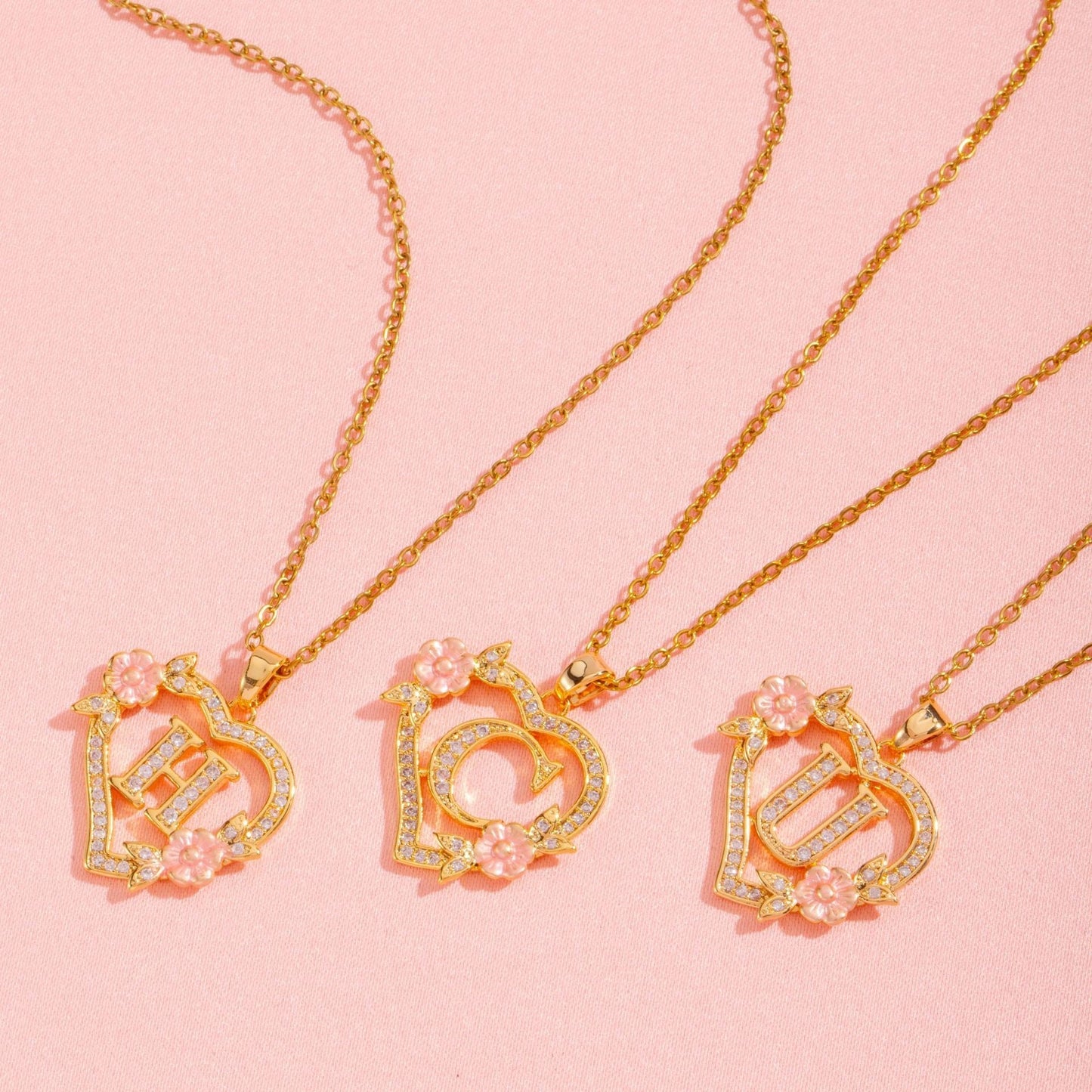 Collar con Inicial y Dije Floral | Oro