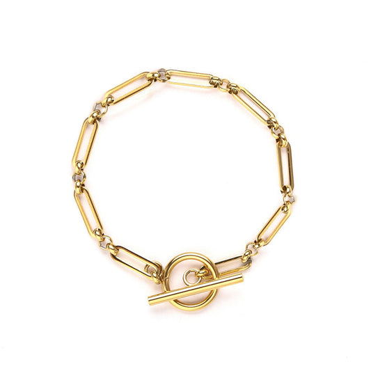 Pulsera de Eslabón con Barra en T | Oro