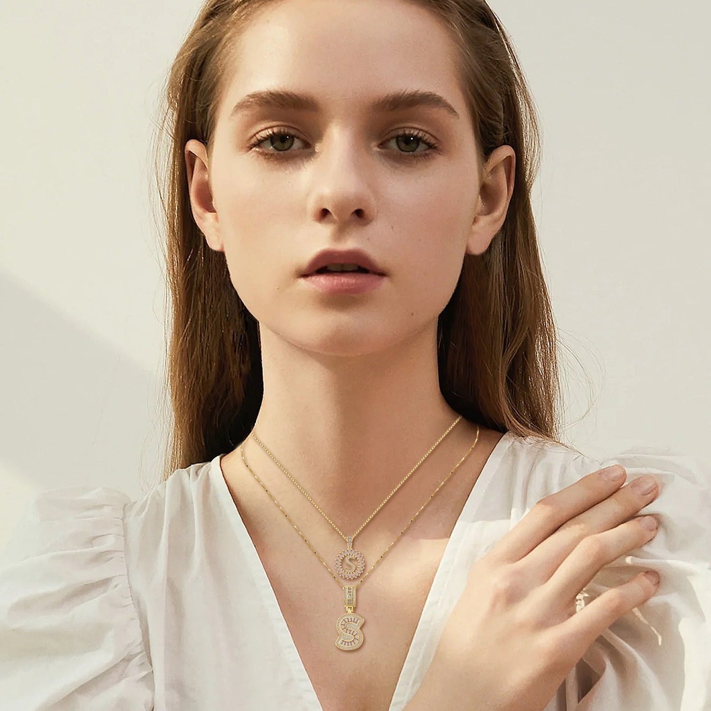 Set de Collar con Inicial Pavé | Oro