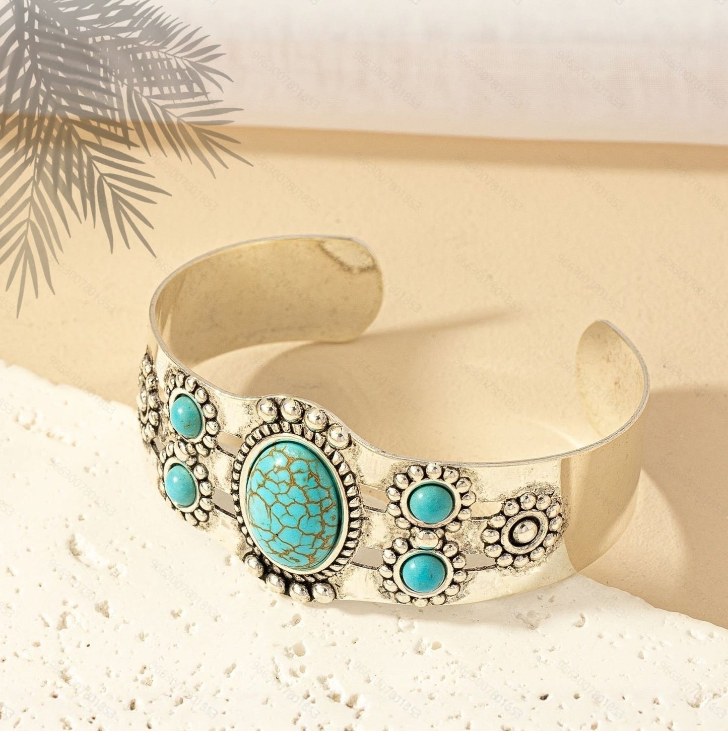 Brazalete de Turquesa Seren | Oro blanco