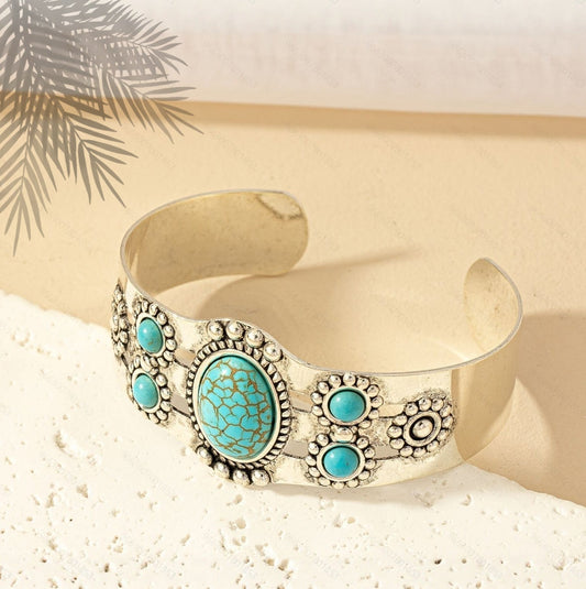 Brazalete de Turquesa Seren | Oro blanco