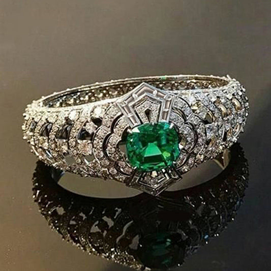 Anillo Esmeralda Art Deco | Oro blanco