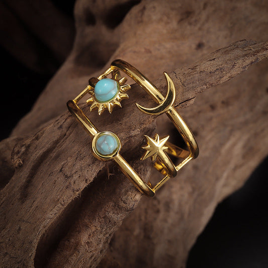 Anillo de Turquesa Soluna Orbit | Oro