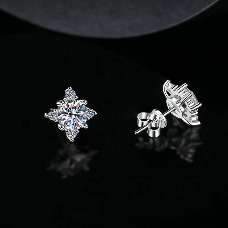 Aretes de Flor Aurelie | Oro blanco