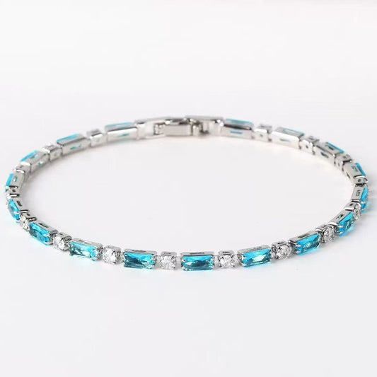Pulsera de Piedra Turquesa Natural | Oro blanco