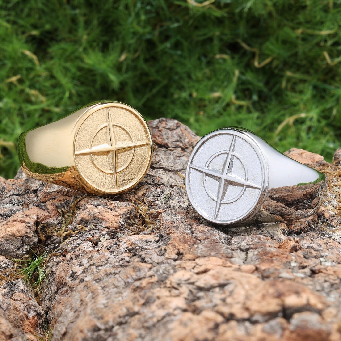Anillo de Sello Clásico Brújula | Oro