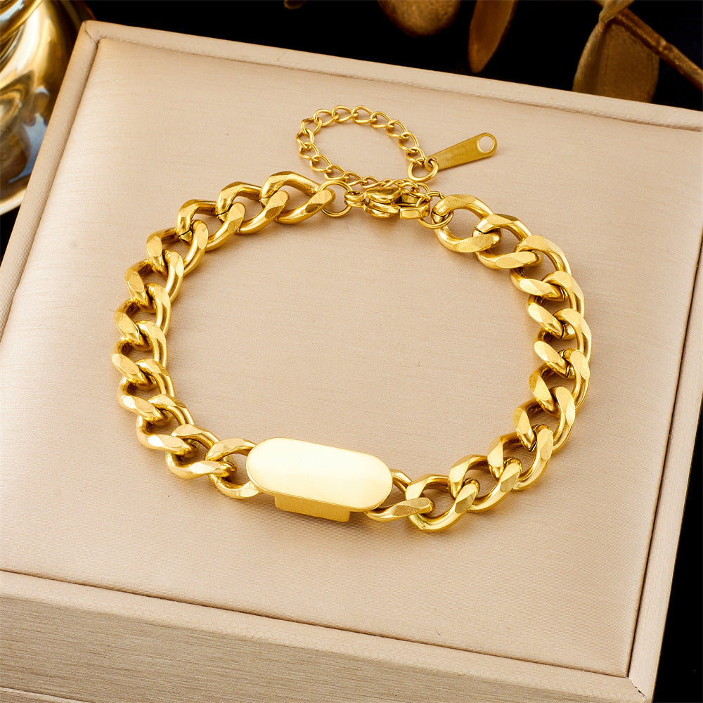 Pulsera Cubano de Cadena Tag | Oro
