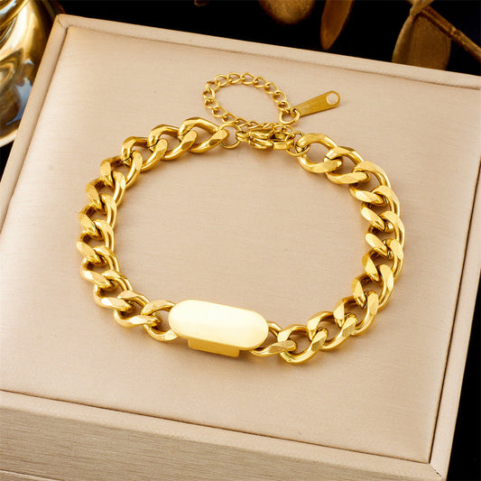 Pulsera Cubano de Cadena Tag | Oro