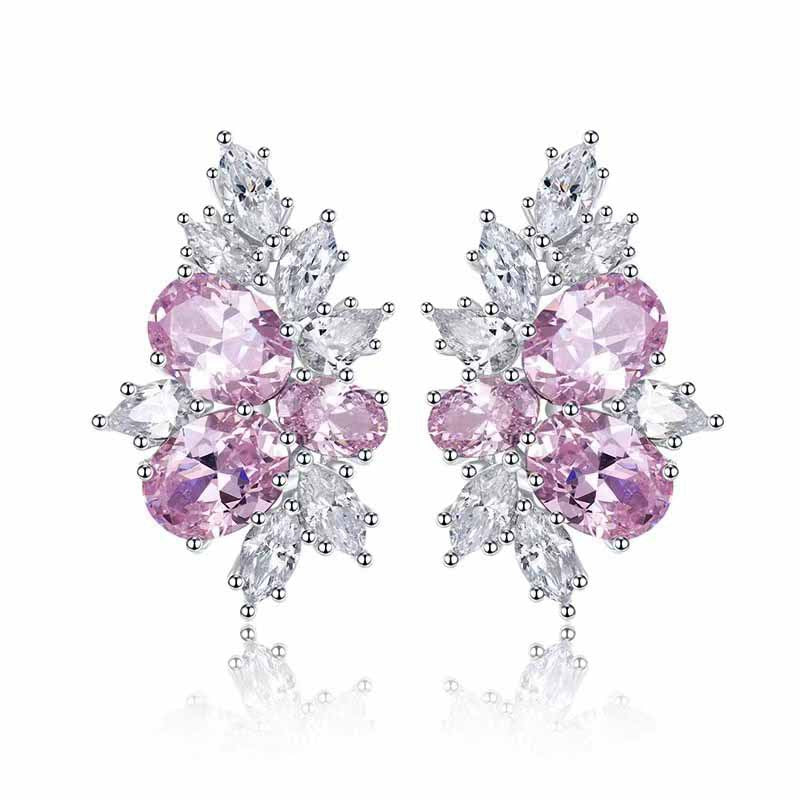 Aretes Lyra Blushbloom | Oro blanco