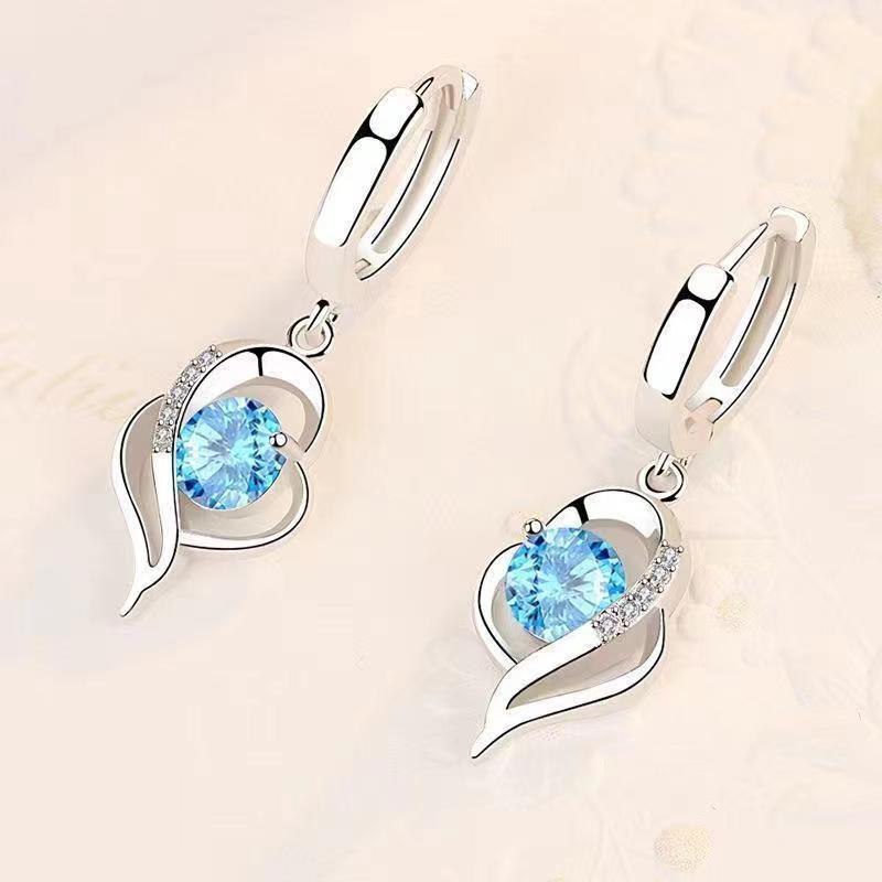 Aretes Colgantes de Corazón Eclipse | Oro blanco