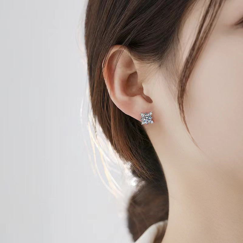 Aretes de Flor Aurelie | Oro blanco