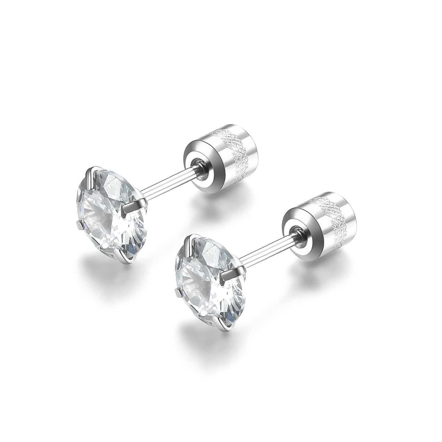 Aretes Clásicos Solitario | Oro blanco