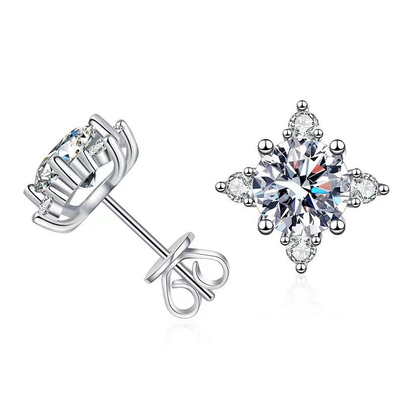 Aretes de Flor Aurelie | Oro blanco